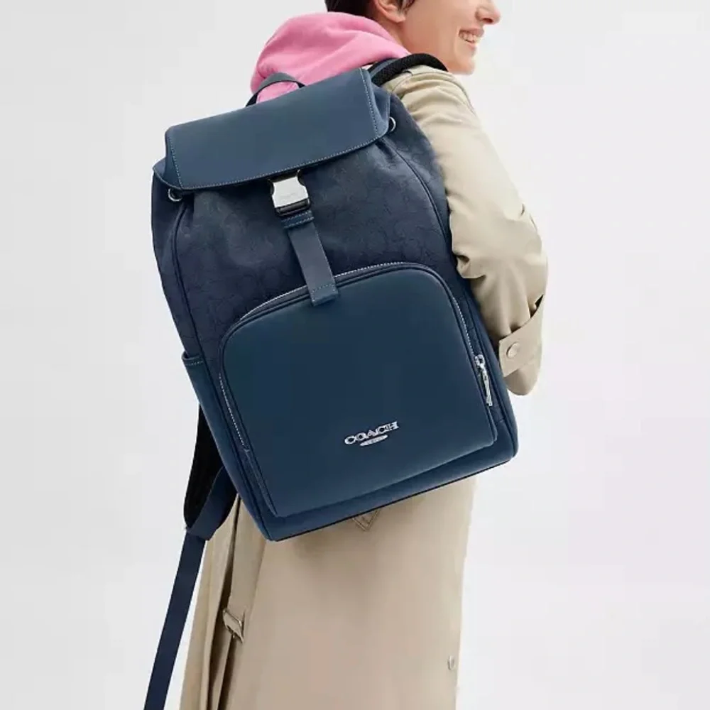 Coach Racer Backpack In Signature Jacquard - Picture 6 of 6